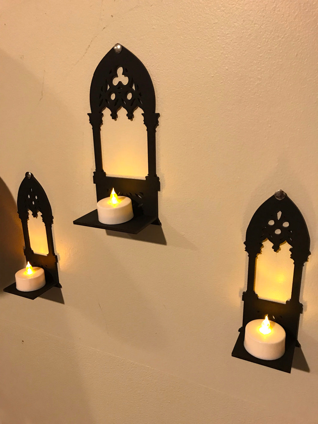 Gothic Arch LED Candle Holder, Laser-cut